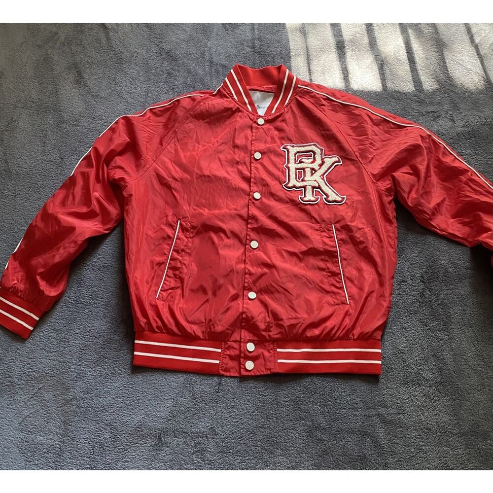 Bershka Jacket Men's BK Red nylon size L varsity bomber jacket